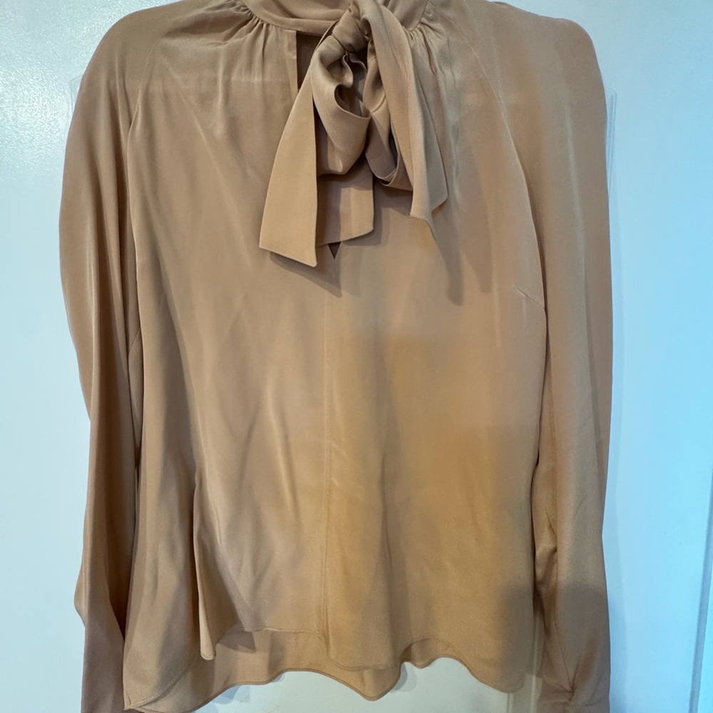Elizabeth & James Blush Nude Tie Neck Women's Blouse
